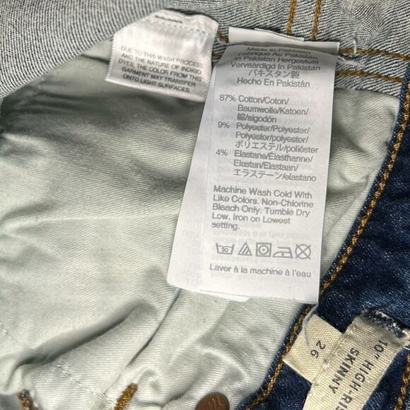 Madewell 10" High-Rise Button Fly Stretch Skinny Jeans Women's 26 Medium Wash - Picture 5 of 7